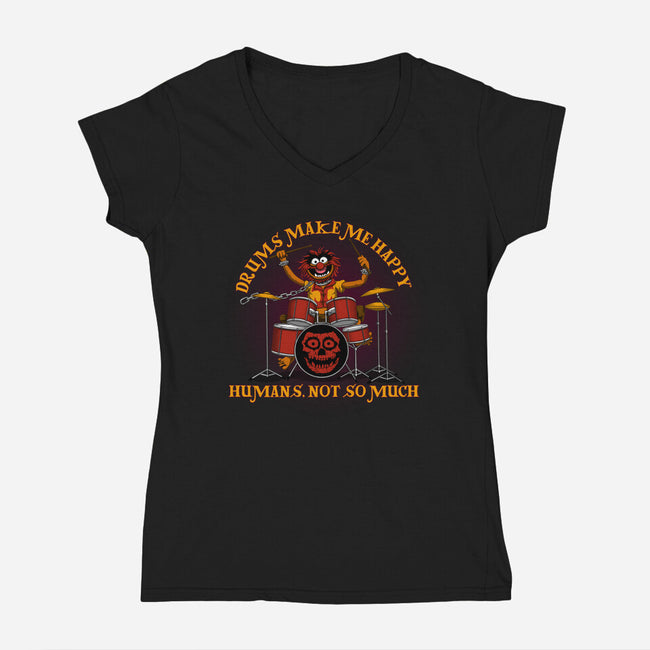 Drums Make Me Happy-Womens-V-Neck-Tee-rmatix