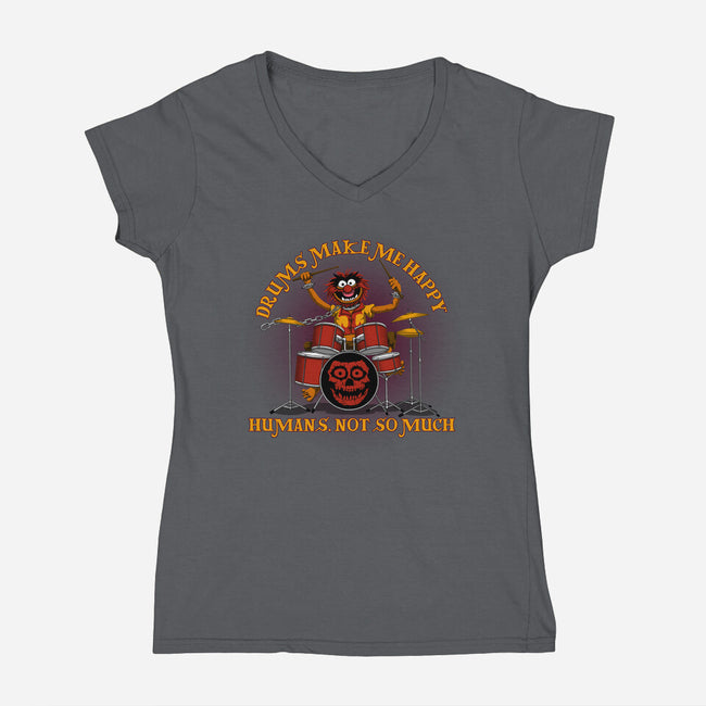 Drums Make Me Happy-Womens-V-Neck-Tee-rmatix