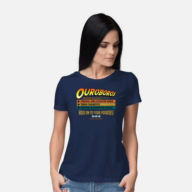 Ouroboros Repairs-Womens-Basic-Tee-rocketman_art