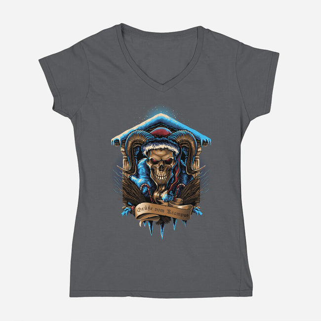 The Shrine Of Krampus-Womens-V-Neck-Tee-daobiwan