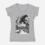 King In The Japanese Village-Womens-V-Neck-Tee-DrMonekers