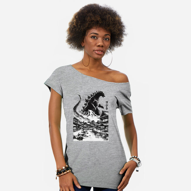 King In The Japanese Village-Womens-Off Shoulder-Tee-DrMonekers