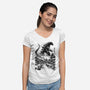 King In The Japanese Village-Womens-V-Neck-Tee-DrMonekers