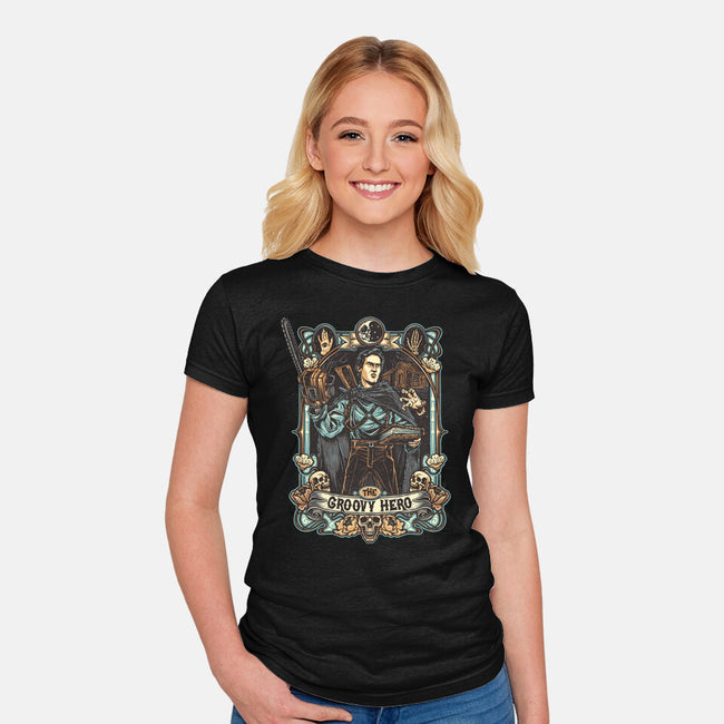 The Groovy Hero-Womens-Fitted-Tee-momma_gorilla