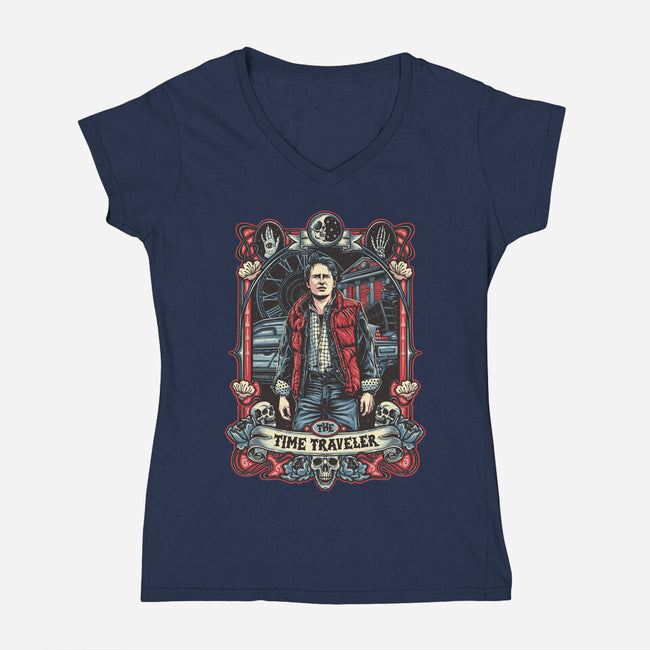 The Time Traveler Tarot-Womens-V-Neck-Tee-momma_gorilla