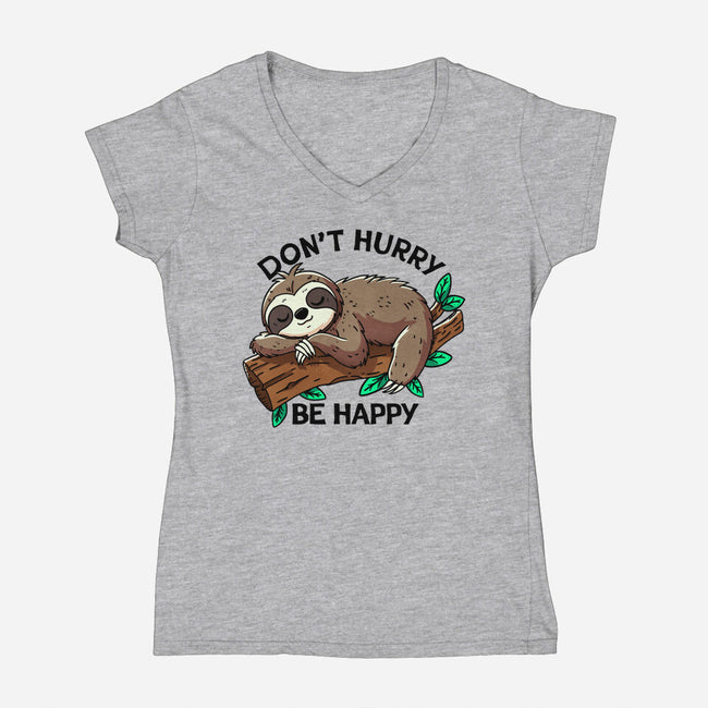 Don't Hurry Be Happy-Womens-V-Neck-Tee-fanfreak1