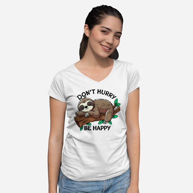 Don't Hurry Be Happy-Womens-V-Neck-Tee-fanfreak1