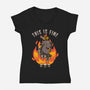 Fire Demon Meme Fine-Womens-V-Neck-Tee-Studio Mootant