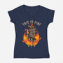 Fire Demon Meme Fine-Womens-V-Neck-Tee-Studio Mootant