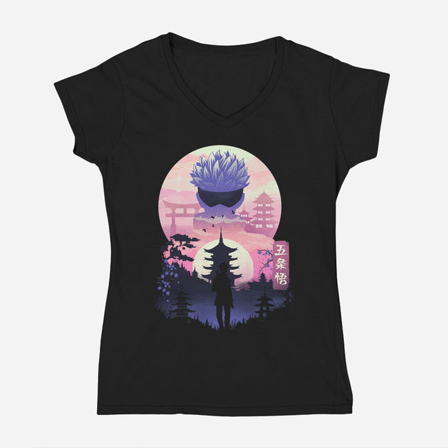 The Gojo Landscape-Womens-V-Neck-Tee-dandingeroz