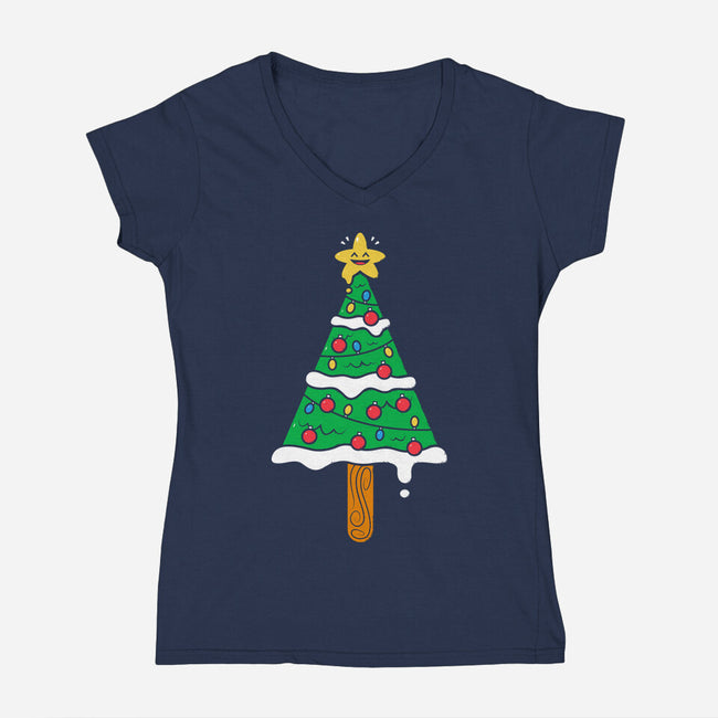 Christmas Tree Popsicle-Womens-V-Neck-Tee-krisren28