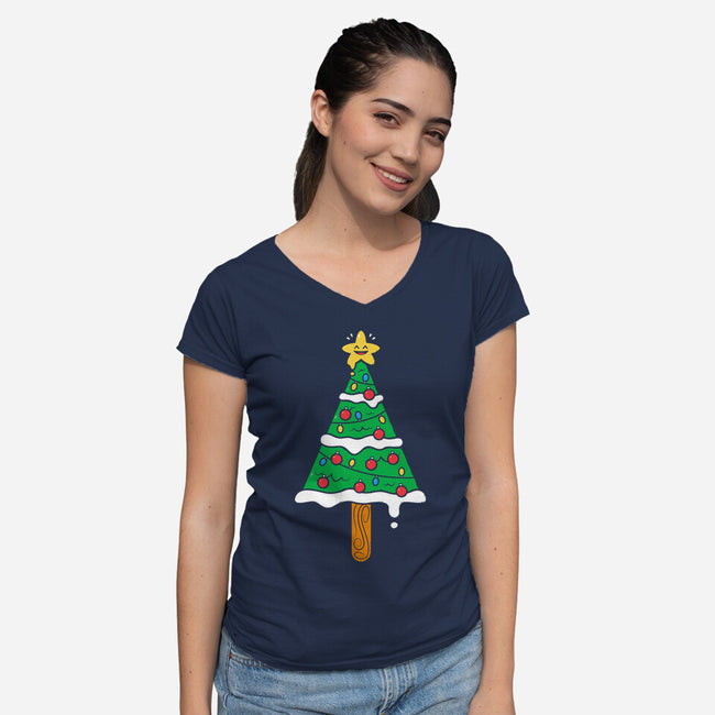 Christmas Tree Popsicle-Womens-V-Neck-Tee-krisren28