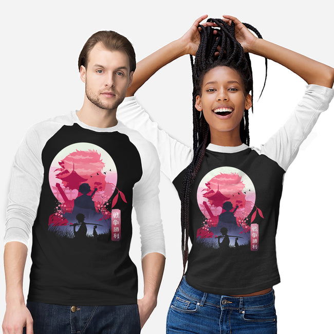 Samurai Landscape-Unisex-Baseball-Tee-dandingeroz