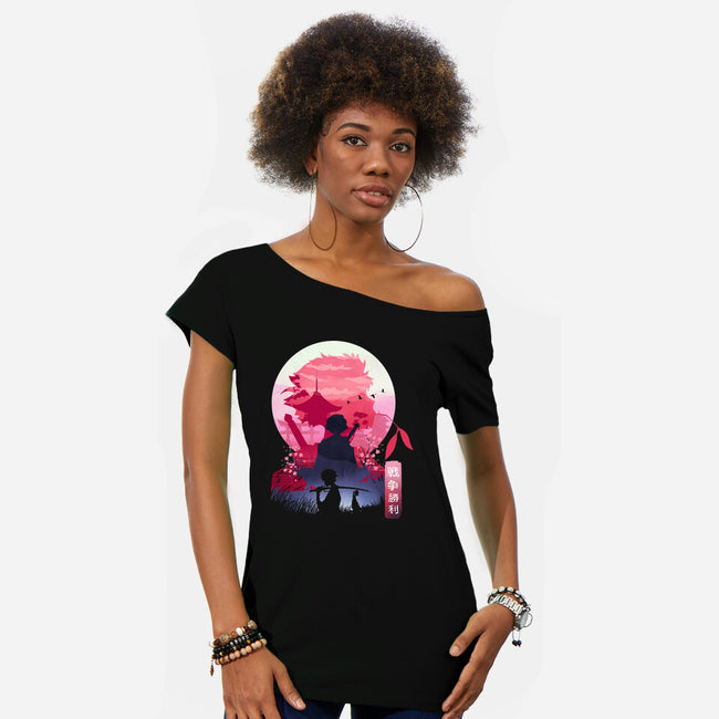 Samurai Landscape-Womens-Off Shoulder-Tee-dandingeroz