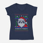 Santa Paws Christmas Panda-Womens-V-Neck-Tee-constantine2454