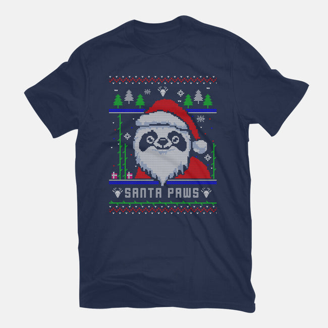 Santa Paws Christmas Panda-Womens-Fitted-Tee-constantine2454