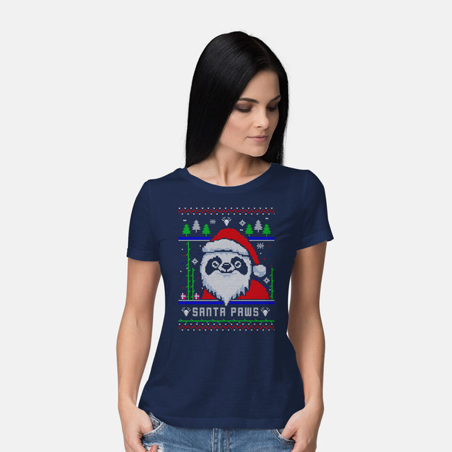 Santa Paws Christmas Panda-Womens-Basic-Tee-constantine2454