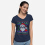 Santa Paws Christmas Panda-Womens-V-Neck-Tee-constantine2454