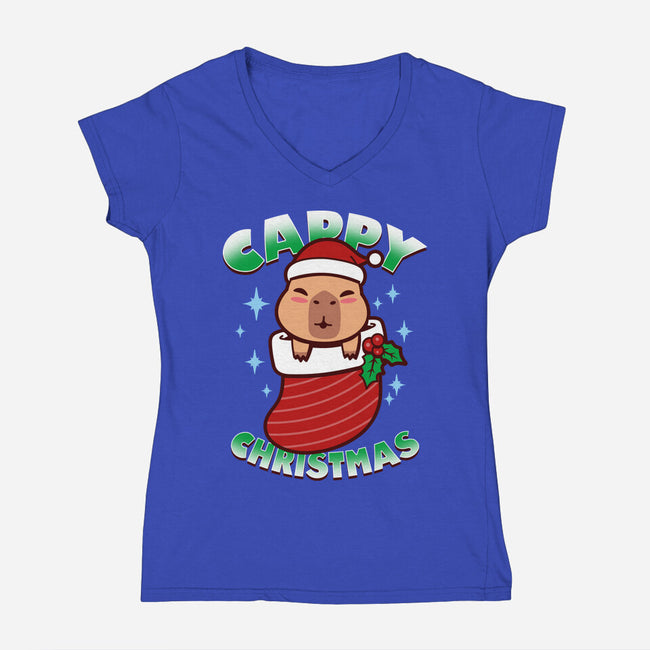 Cappy Xmas-Womens-V-Neck-Tee-Boggs Nicolas