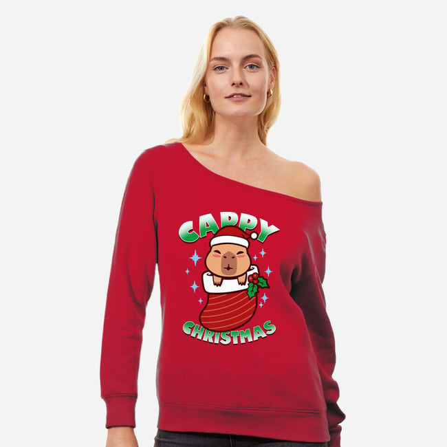 Cappy Xmas-Womens-Off Shoulder-Sweatshirt-Boggs Nicolas