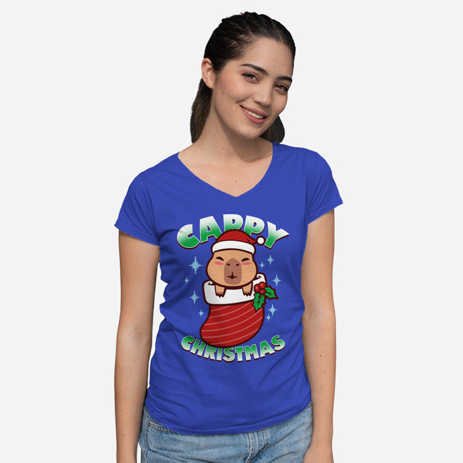 Cappy Xmas-Womens-V-Neck-Tee-Boggs Nicolas