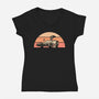 Outatime Beagle-Womens-V-Neck-Tee-retrodivision