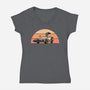 Outatime Beagle-Womens-V-Neck-Tee-retrodivision