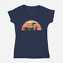 Outatime Beagle-Womens-V-Neck-Tee-retrodivision