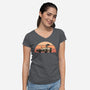 Outatime Beagle-Womens-V-Neck-Tee-retrodivision