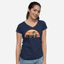 Outatime Beagle-Womens-V-Neck-Tee-retrodivision