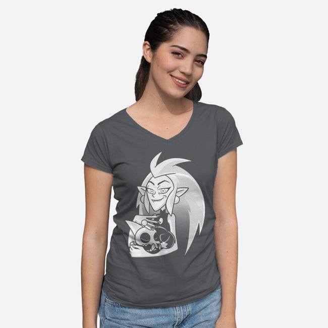 The Owlmother-Womens-V-Neck-Tee-jasesa