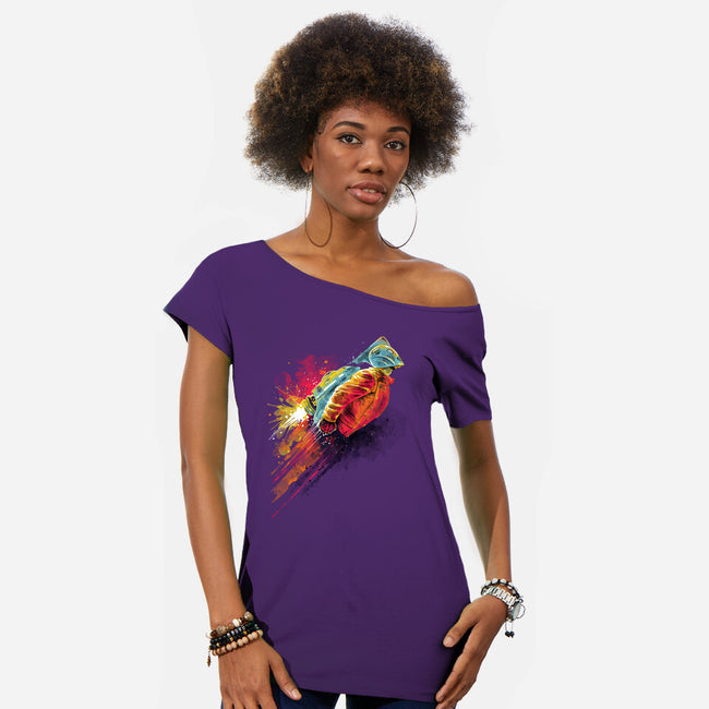 Human Rocket-Womens-Off Shoulder-Tee-zascanauta