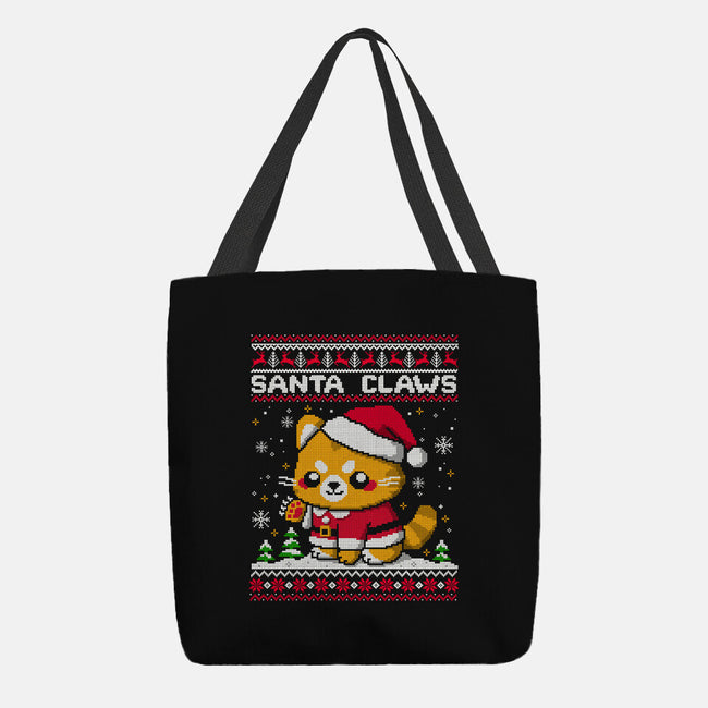 Santa Claws Cat-None-Basic Tote-Bag-NemiMakeit