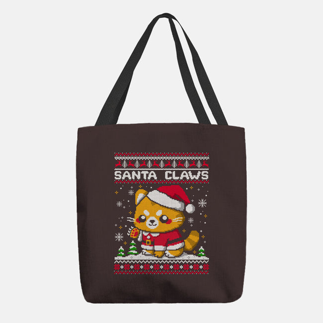 Santa Claws Cat-None-Basic Tote-Bag-NemiMakeit