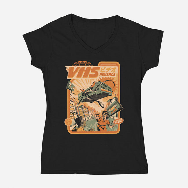 VHS Revenge-Womens-V-Neck-Tee-ilustrata