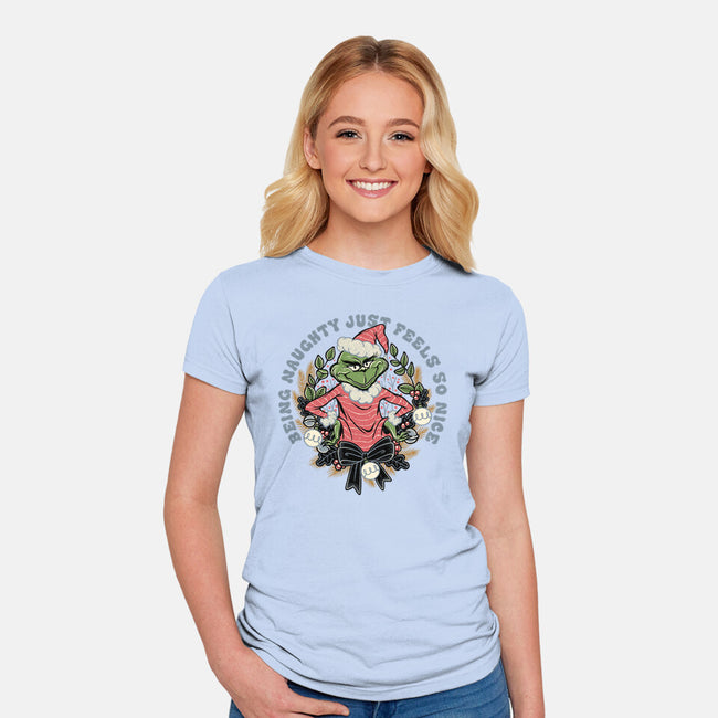 Naughty Grinch-Womens-Fitted-Tee-momma_gorilla