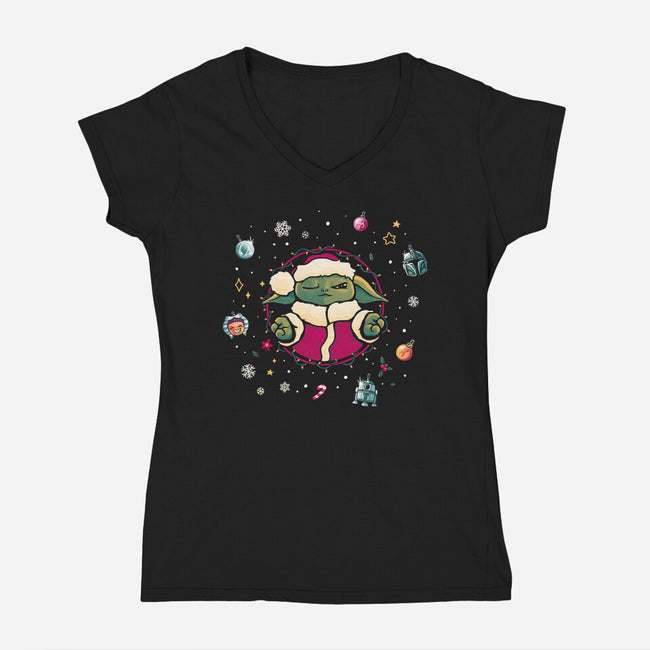 Christmas Meditation-Womens-V-Neck-Tee-teesgeex