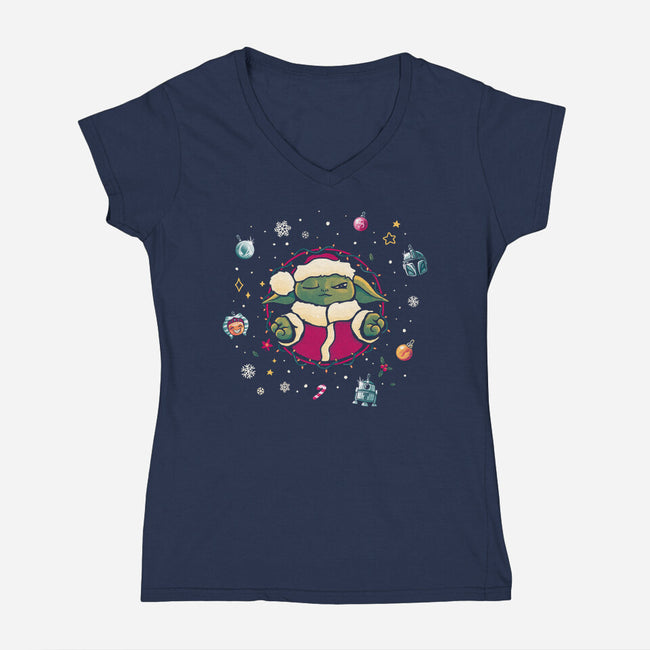 Christmas Meditation-Womens-V-Neck-Tee-teesgeex