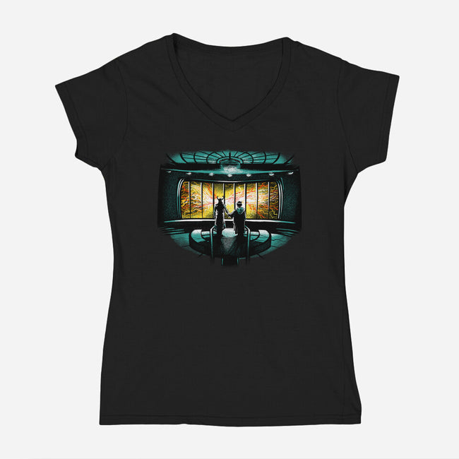 Temporal Mayhem-Womens-V-Neck-Tee-zascanauta