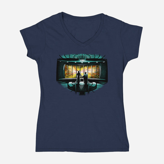 Temporal Mayhem-Womens-V-Neck-Tee-zascanauta