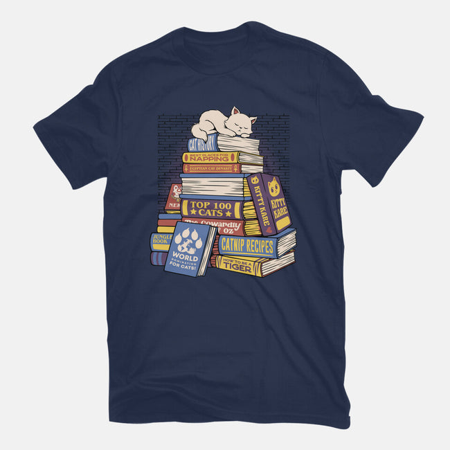 Cat Books Feline Library-Unisex-Basic-Tee-tobefonseca