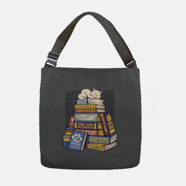 Cat Books Feline Library-None-Adjustable Tote-Bag-tobefonseca