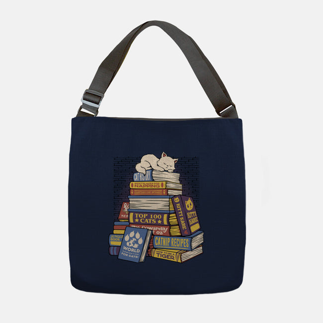 Cat Books Feline Library-None-Adjustable Tote-Bag-tobefonseca