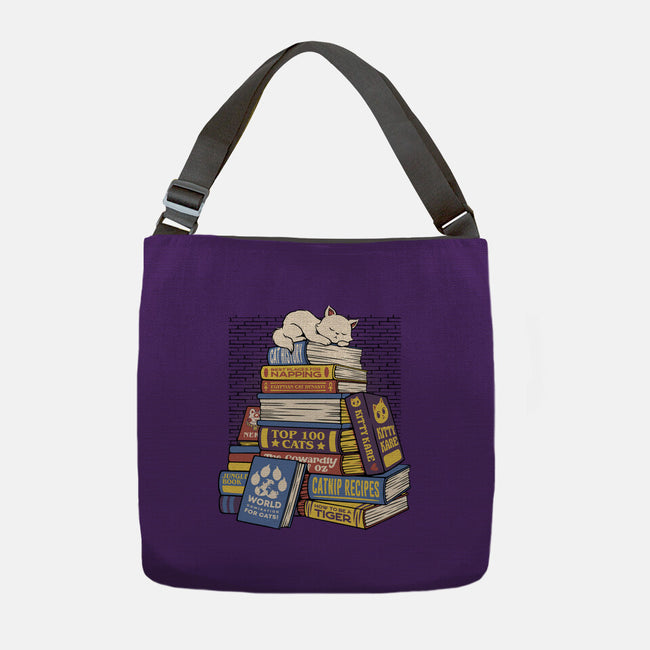 Cat Books Feline Library-None-Adjustable Tote-Bag-tobefonseca