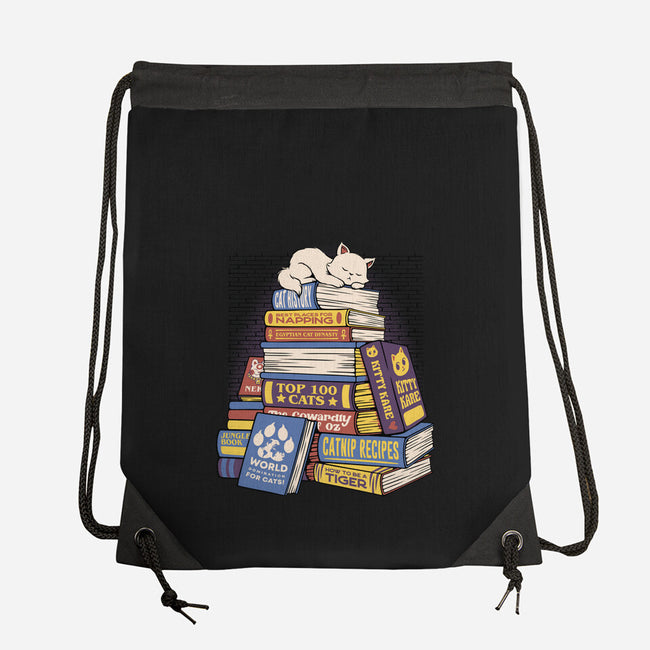 Cat Books Feline Library-None-Drawstring-Bag-tobefonseca