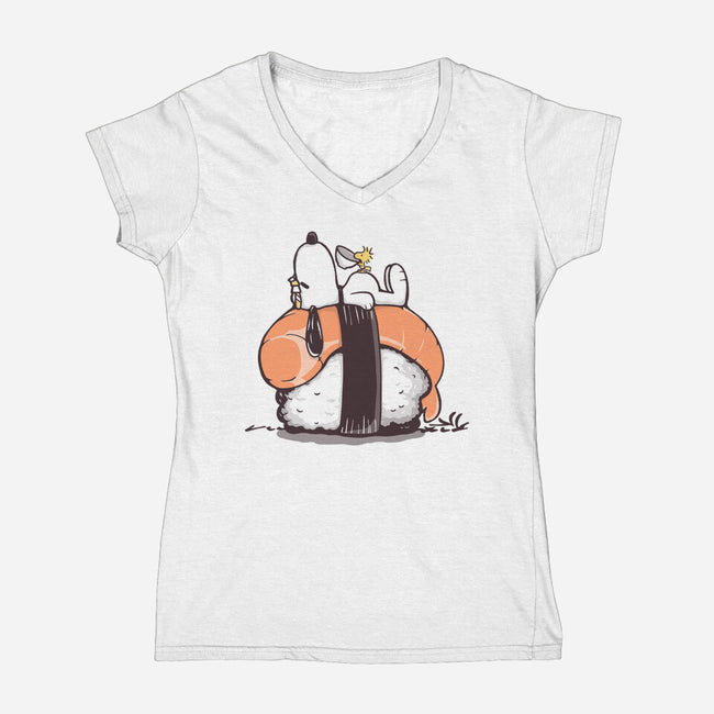 Sushi Friends-Womens-V-Neck-Tee-retrodivision