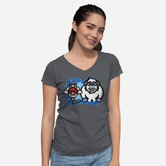 Bumble Wars-Womens-V-Neck-Tee-jrberger