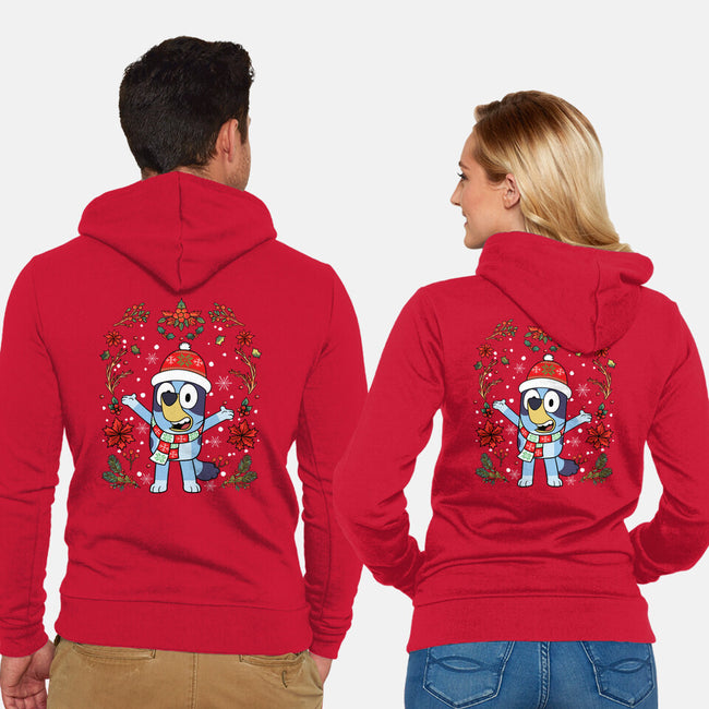 Christmas Heeler-Unisex-Zip-Up-Sweatshirt-JamesQJO