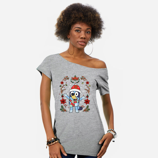 Christmas Heeler-Womens-Off Shoulder-Tee-JamesQJO