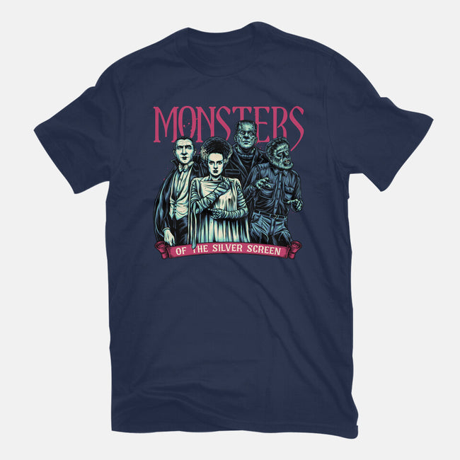 Monsters Of The Silver Screen-Womens-Fitted-Tee-momma_gorilla